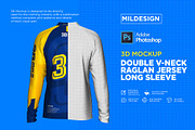 3D Double V-Neck Raglan Jersey LS, a Shirt Mockup by Mildstudio (Thumbnail 6 of 8)