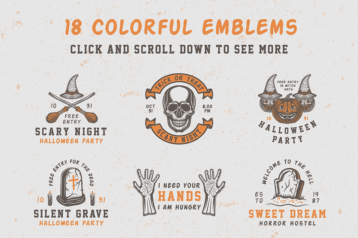 Vintage Halloween Emblems Part 1, a Branding & Logo Template by AkimD (Photo 2 of 5)