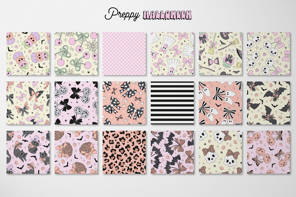Preppy Coquette Halloween pattern, a Pattern Graphic by @olga.angelloz (Photo 2 of 2)