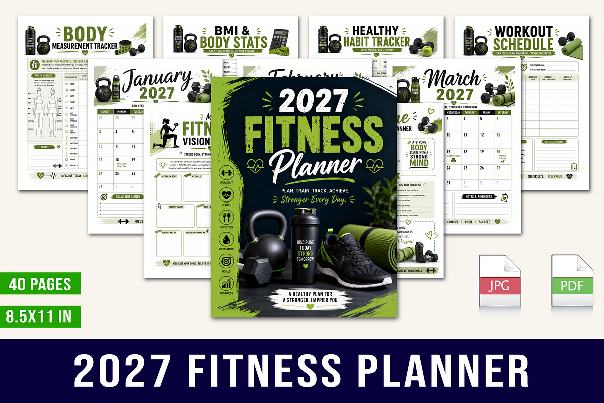 2027 Fitness Planner, a Stationery Template by Designmela01 (Photo 1 of 5)