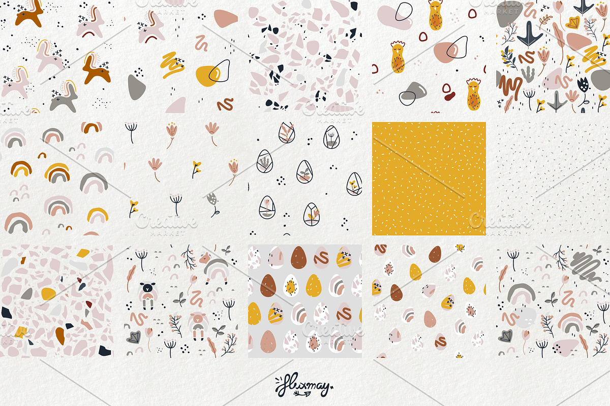 Abstract Spring patterns, a Pattern Graphic by Huxmay