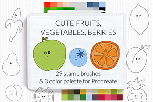 Cute Fruit, Vegetable, Berries Stamp