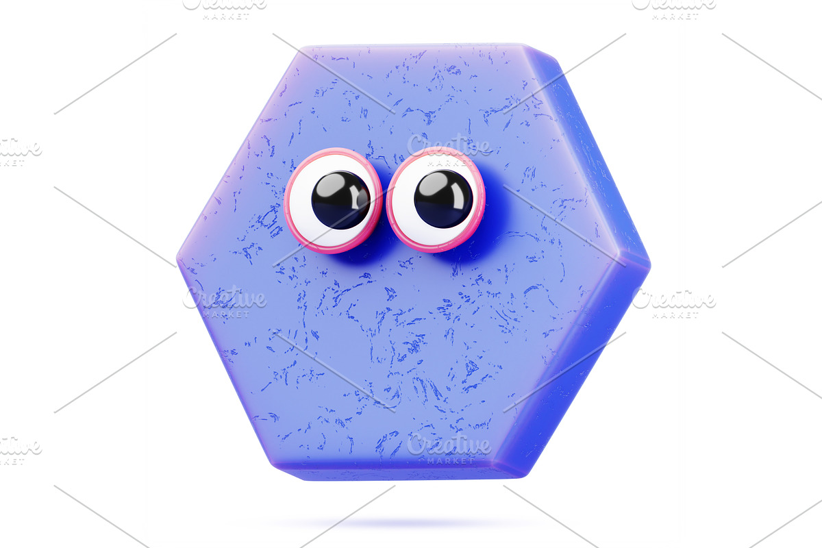 Blue hexagon 3d character - comic, a Characters & Person 3D Model by Marozhkastudio