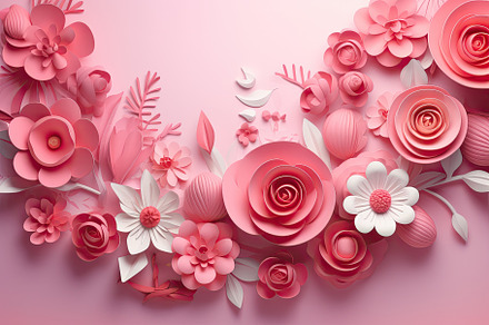 3d render of paper flowers on pink b, a Photo by Iftikhar Alam