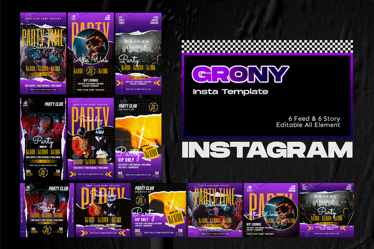 Grony Party Instagram Kit, a Social Media Template by Shinra Labs (Photo 4 of 5)