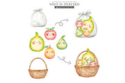 Cute Fruits Clipart Watercolor PNG, an Illustration by CharmClipart (Thumbnail 6 of 9)