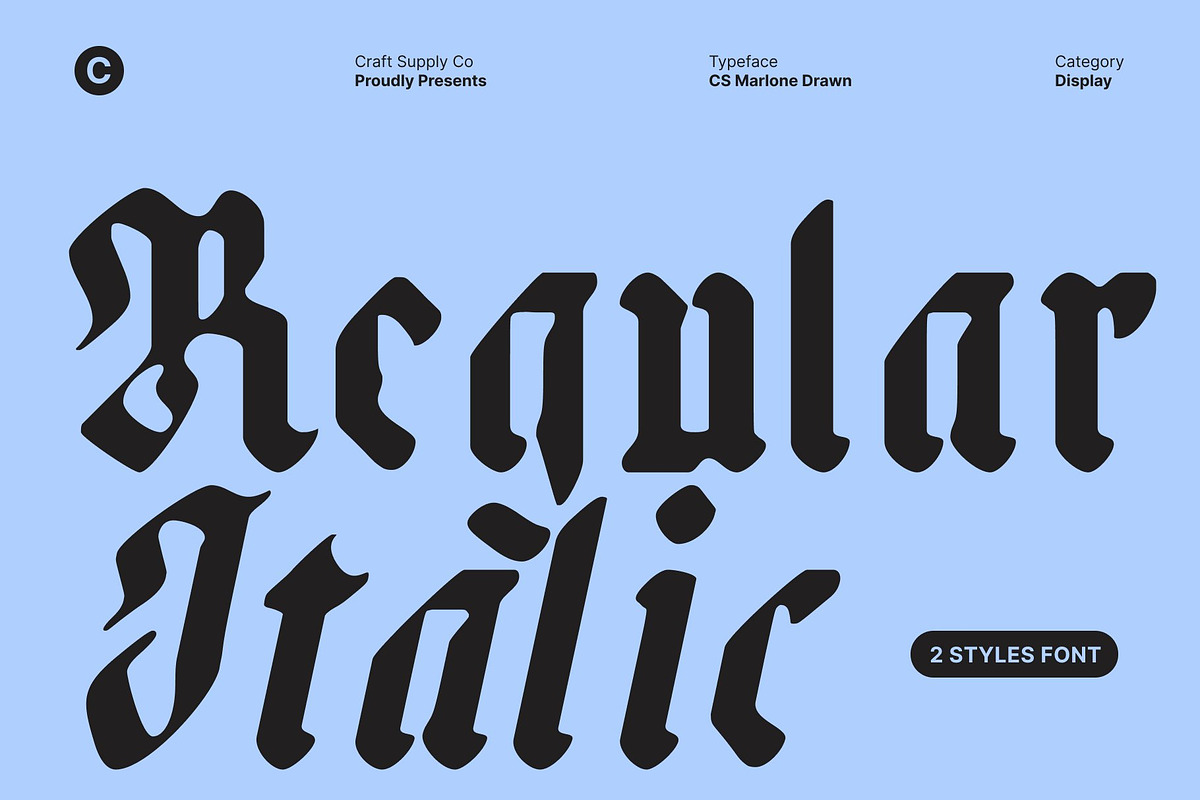 CS Marlone Drawn, a Blackletter Font by Craft Supply Co. (Photo 3 of 8)