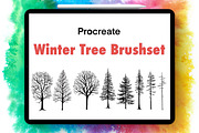 Winter Tree Procreate Stamps, a Brush Add-On by buntegalerie (Thumbnail 1 of 3)