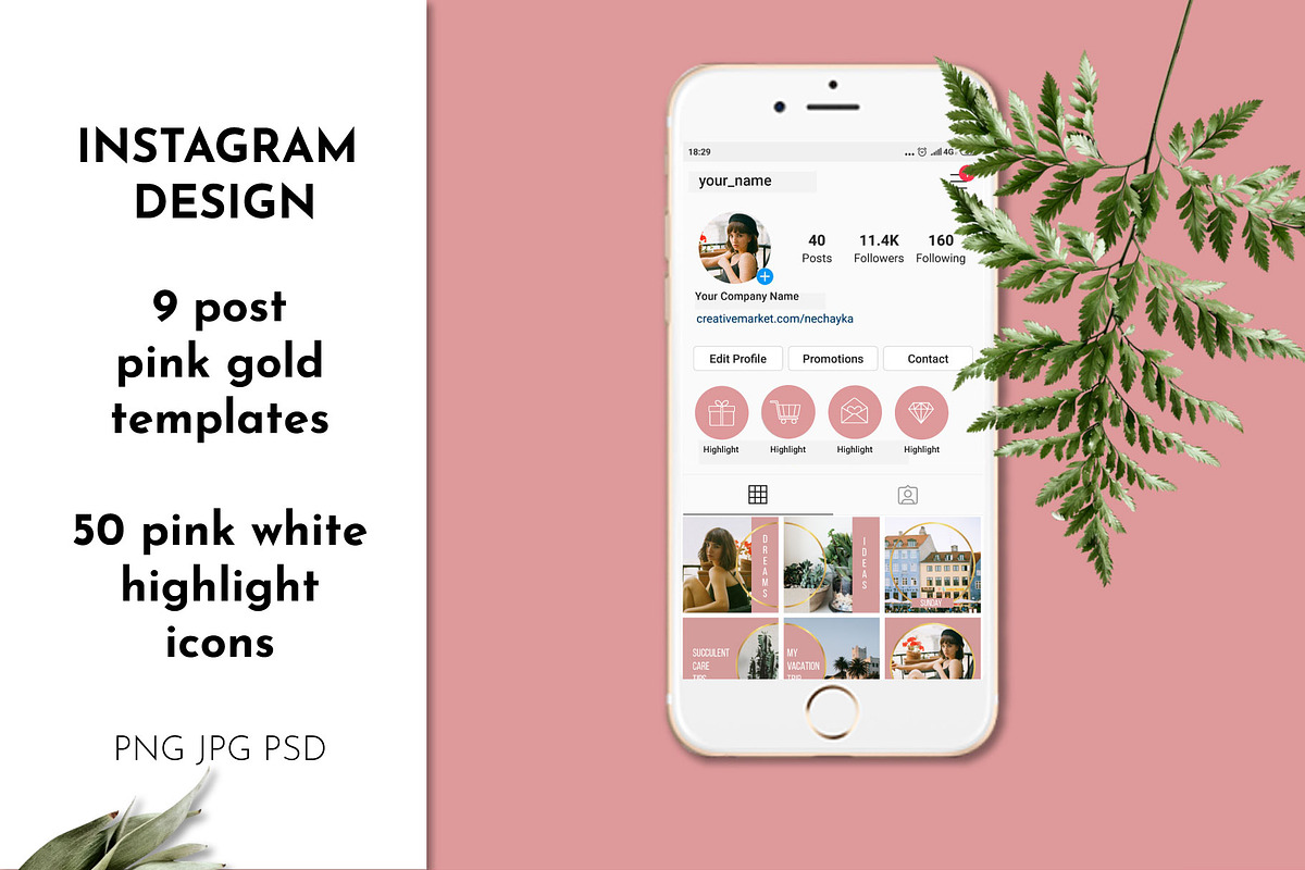 Instagram Post Templates & Icons Set