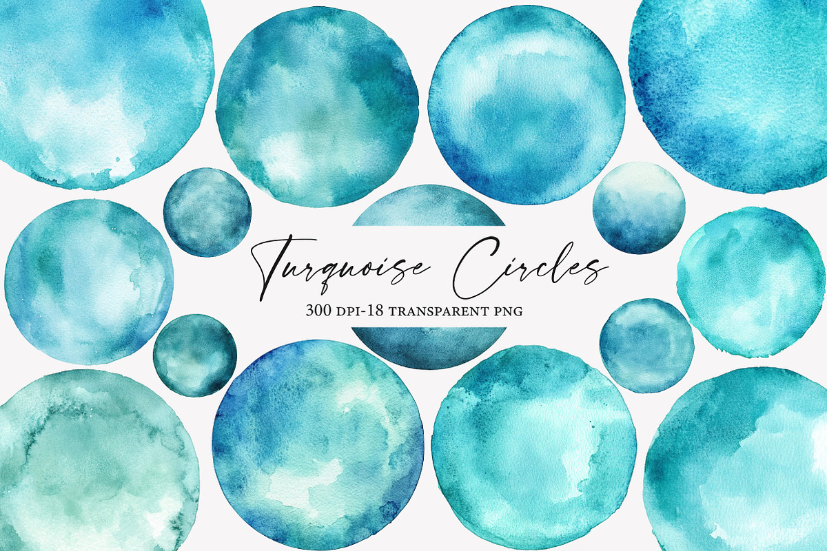 Turquoise Watercolor Circles, an Illustration by Designworld (Photo 1 of 5)