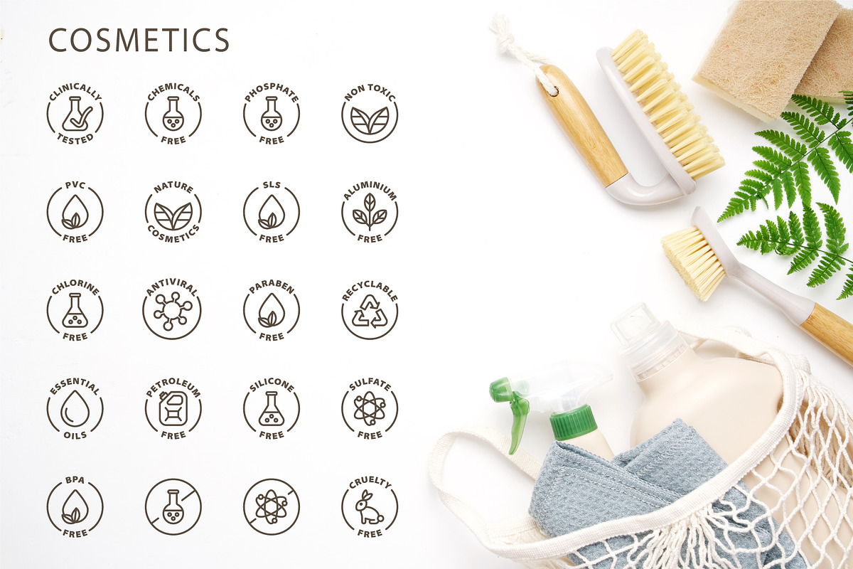 Eco, bio and organic labels icons, an Outline Icon by RevolutionizZed (Photo 5 of 9)