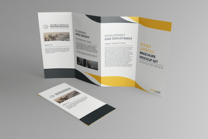 Double Gatefold Brochure Mockup Set