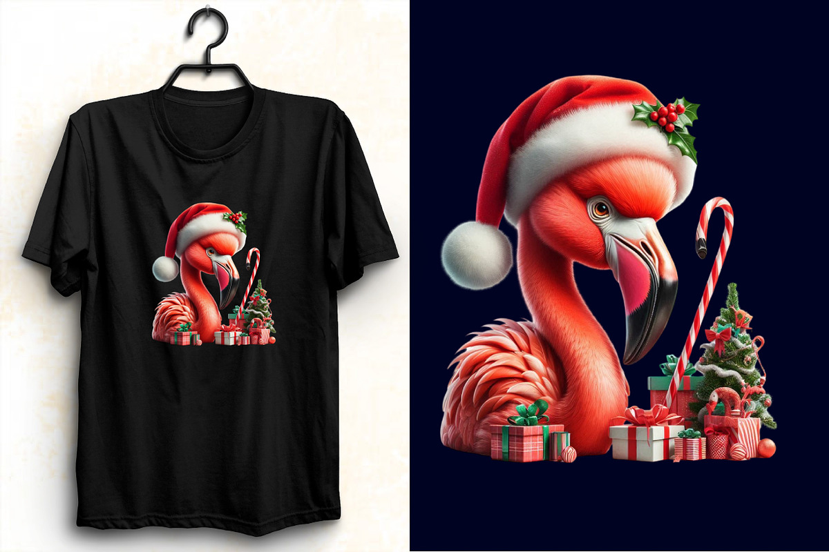 Watercolor Christmas Flamingo Clipar, an Illustration by SVGArt (Photo 5 of 8)