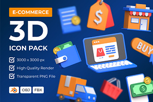 Ecommerce 3D Icon Pack, an Object 3D Model by Rishsketch