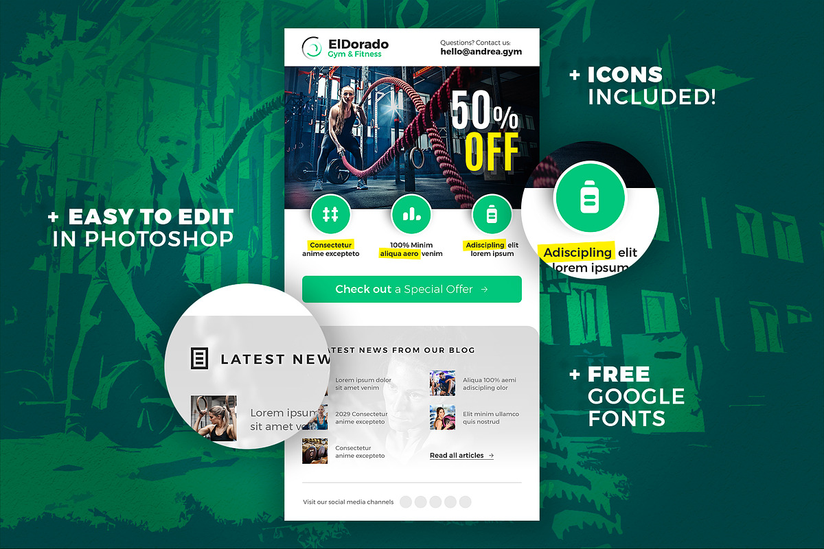 E-mail Newsletter - PSD Template, an Email Template by Better Be a Designer (Photo 2 of 4)