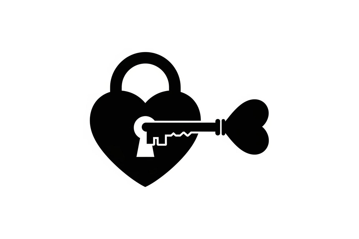 Heart Lock and Key Silhouette Icons, an Illustration by Designer_Momina (Photo 17 of 51)
