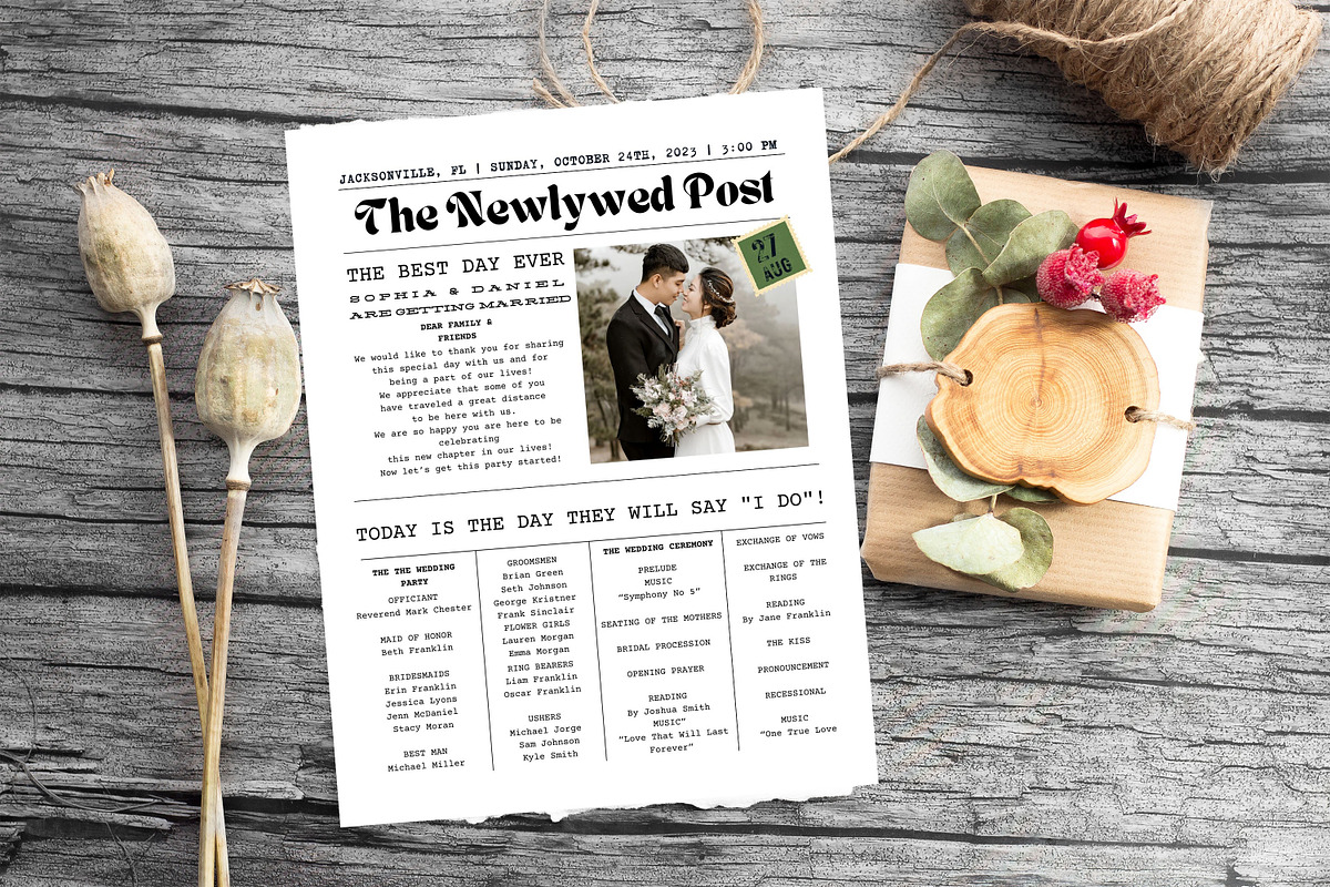 Newspaper Wedding Program Template, a Flyer Template by iloveTemplate (Photo 4 of 5)