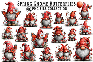 Whimsical Spring Gnome Butterflies, an Illustration by Dream Creation