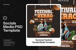 Social media post summer festival, a Social Media Template by iDoodle Studio