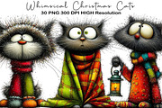 Whimsical Christmas Cats Clipart, an Illustration by Black Bird Studio (Thumbnail 1 of 6)
