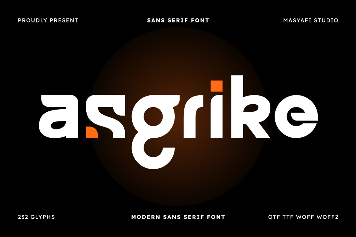 Asgrike - Modern Sans Serif Font, a Font by Masyafi Studio (Photo 1 of 9)