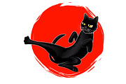 Cute Karate Black Cat, a Sport Illustration by Flying tambourine (Thumbnail 1 of 2)