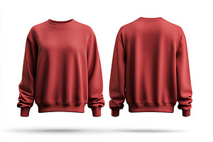Red Crewneck Sweatshirt Front and Ba, a Beauty & Fashion Photo by Pixeness Studio