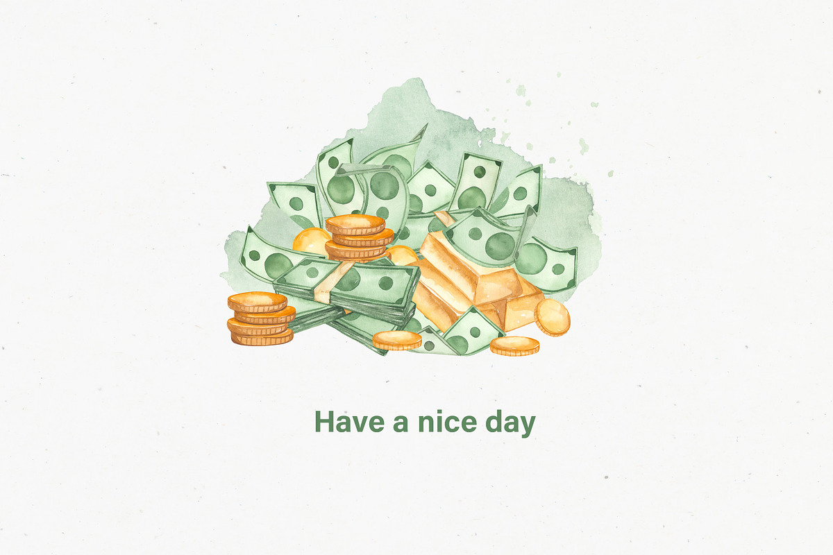 Money watercolor collection, a Finance Illustration by Marina Ermakova (Photo 11 of 11)