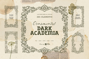Dark Academia Frame & Ornament Kit, an Object Graphic by KetteCreate