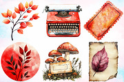 Red Vintage Fall Ephemera Clipart, a Seasonal Illustration by Canvas Craft (Thumbnail 3 of 5)