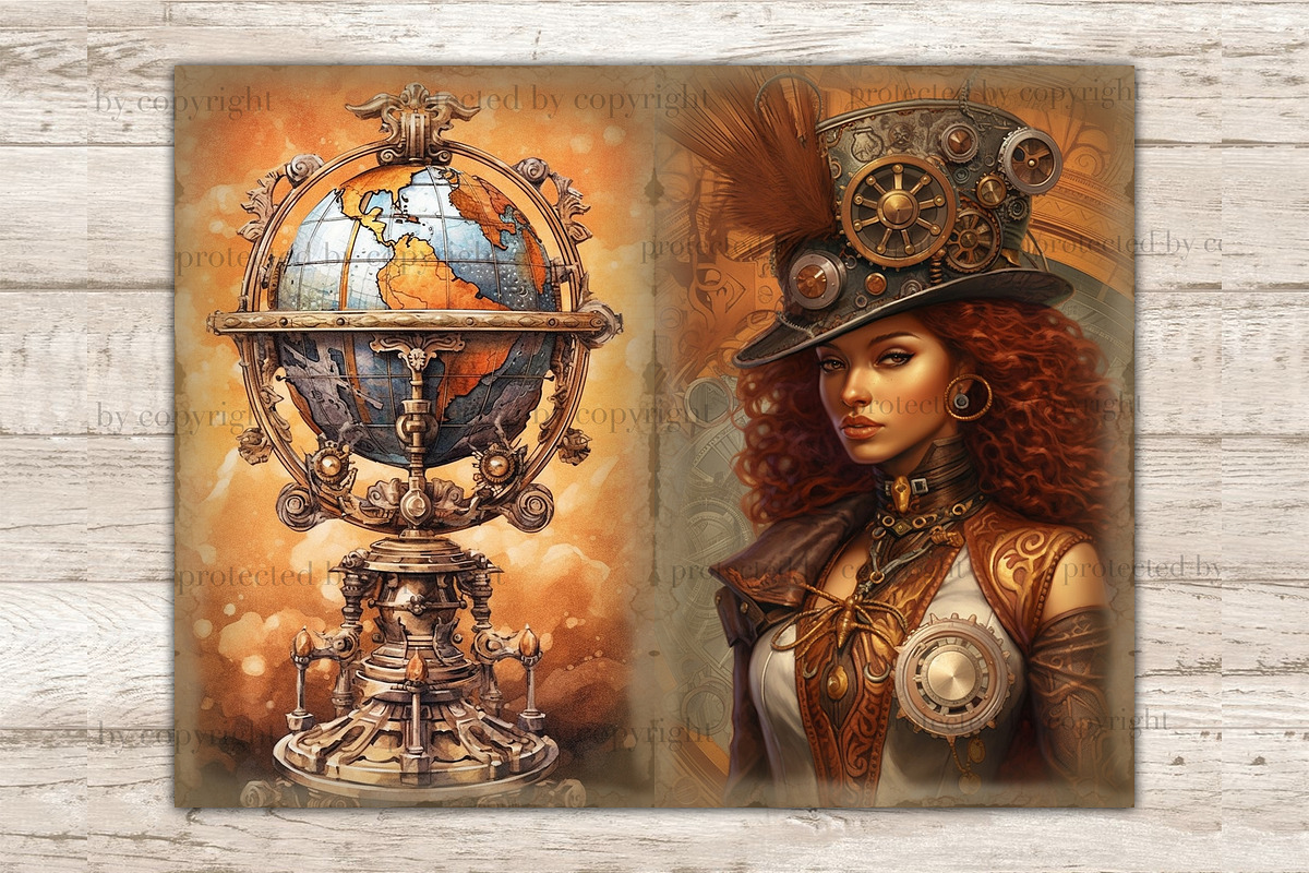 Steampunk Junk Journal Paper, a Person Illustration by GlamArtZhanna (Photo 6 of 9)