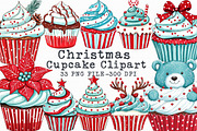 Christmas Cupcake Clipart, an Illustration by Libby Wishes (Thumbnail 1 of 7)