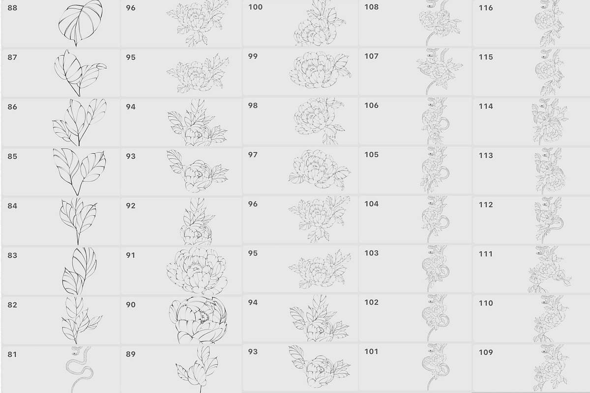 Procreate Snake stamps with flowers., a Brush Add-On by AnnaPolitmerskaja (Photo 6 of 8)