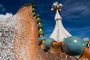 Rooftop of the house Casa Batllo designed by Antoni Gaudi.