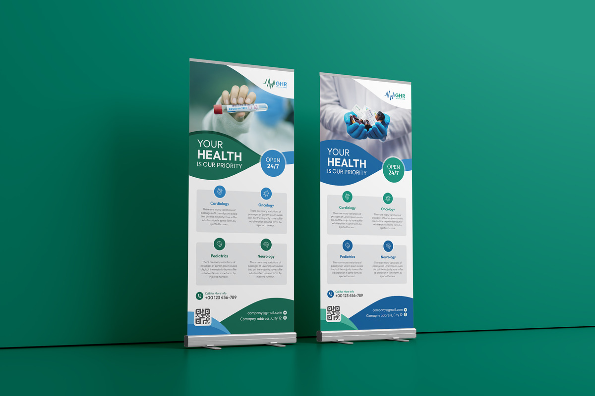 Medical Healthcare Roll Up Banner, a Print Template by VectStock (Photo 1 of 6)