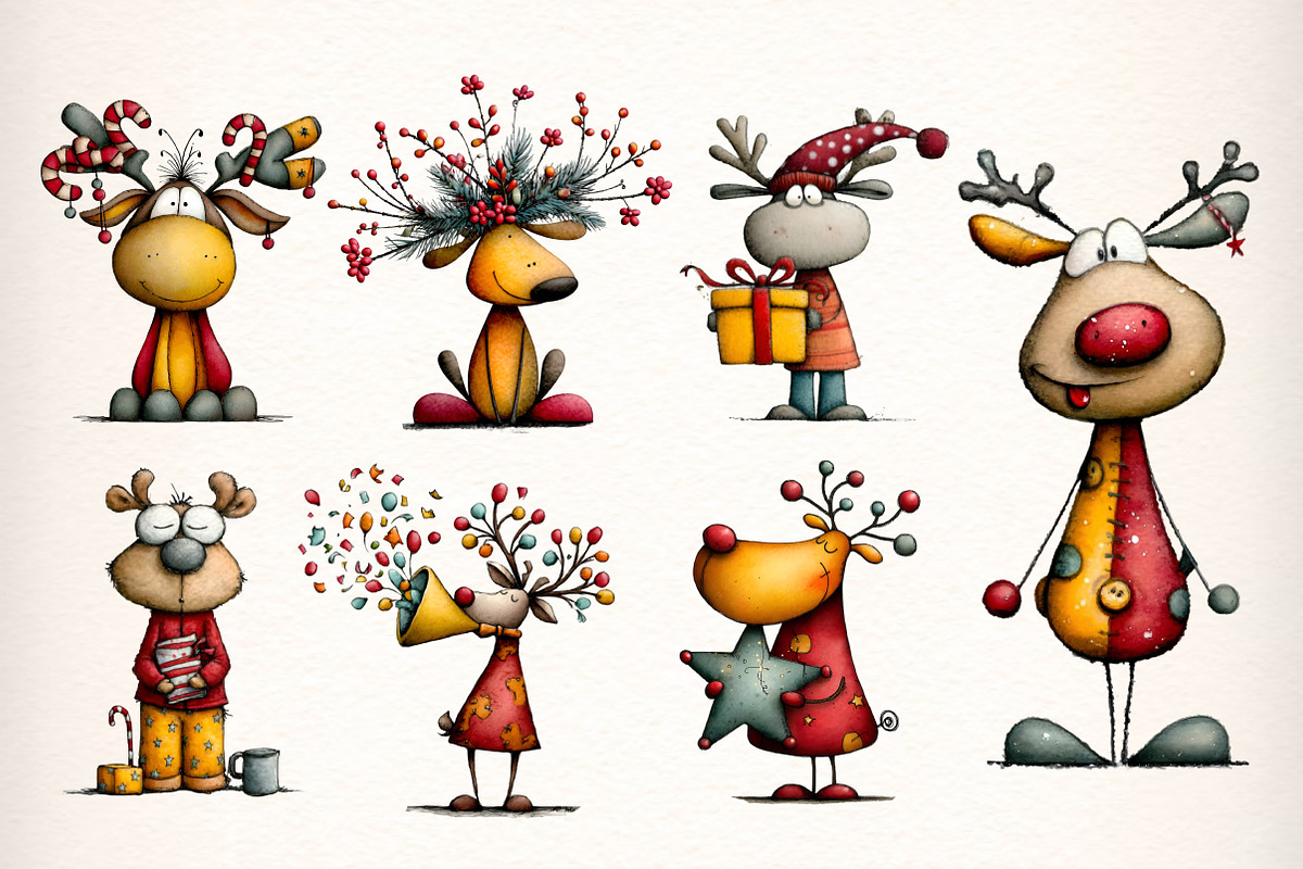 Whimsical Christmas Deer Clipart PNG, an Illustration by Dream Creation (Photo 5 of 8)