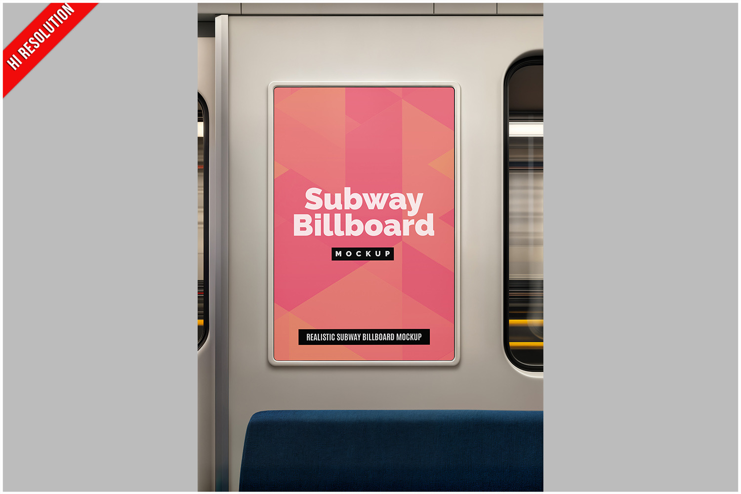 Subway Train Car Interior Ad Panel M, a Product Mockup by Bruno's Shop