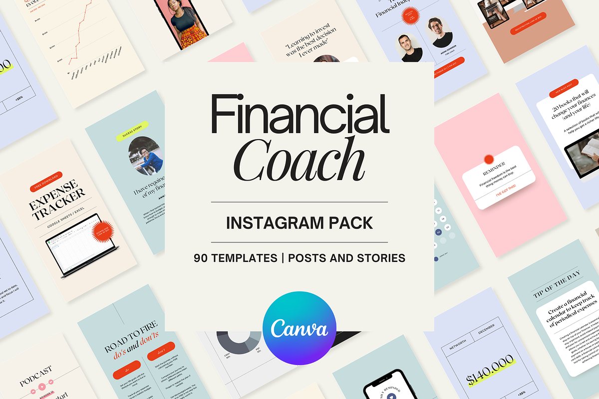 Financial Coach Instagram Pack Canva, a Social Media Template by Studio Mindu (Photo 1 of 10)