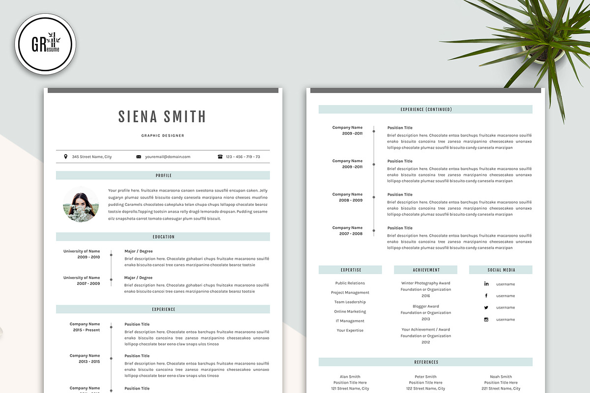 Resume Template CV Template -Word, a Resume Template by GResume (Photo 3 of 7)