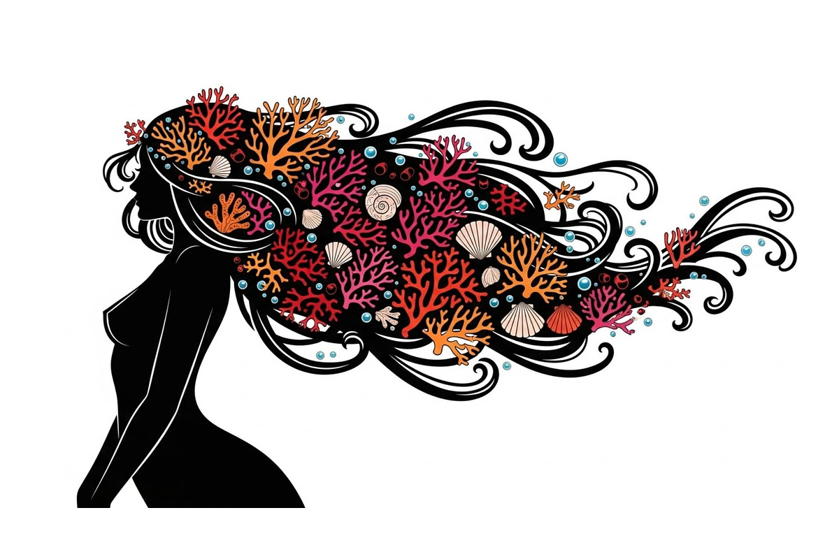 Fantasy Flowing Hair Mermaid Bundle, an Illustration by jahid234 (Photo 9 of 31)