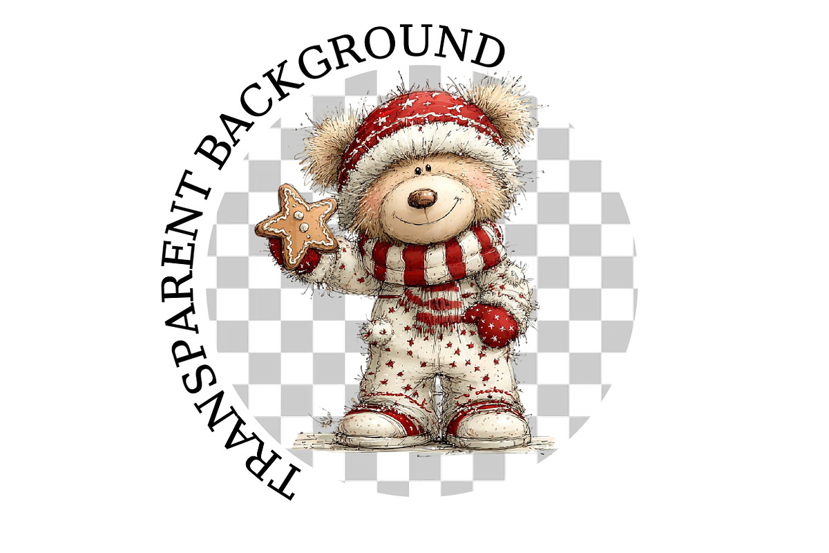 Christmas Teddy Bear Clipart, a Seasonal Illustration by Black Bird Studio (Photo 6 of 7)