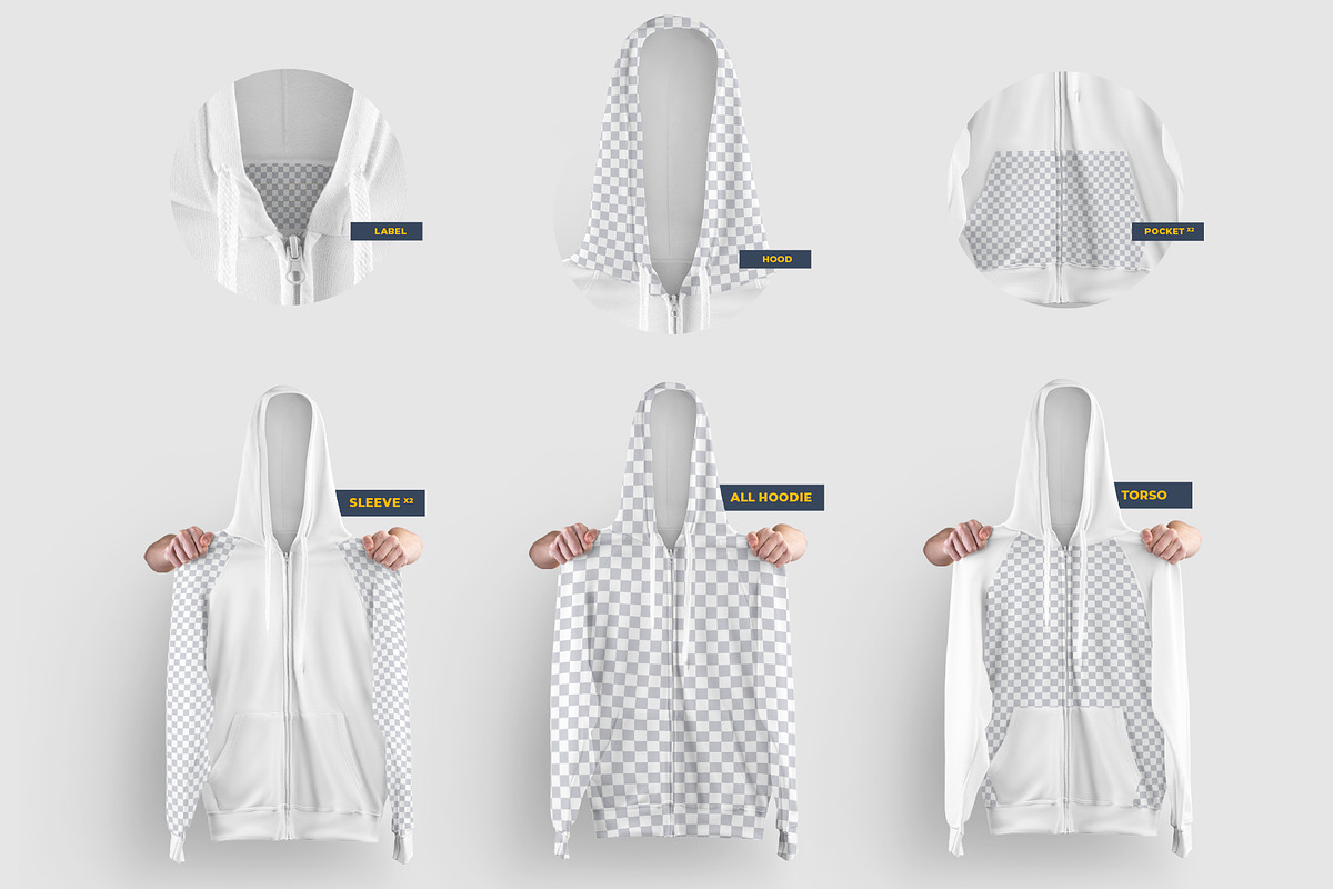 8 Zip Hoodie Mockups, a Hoody Mockup by Grow Design Craft Studio (Photo 7 of 8)