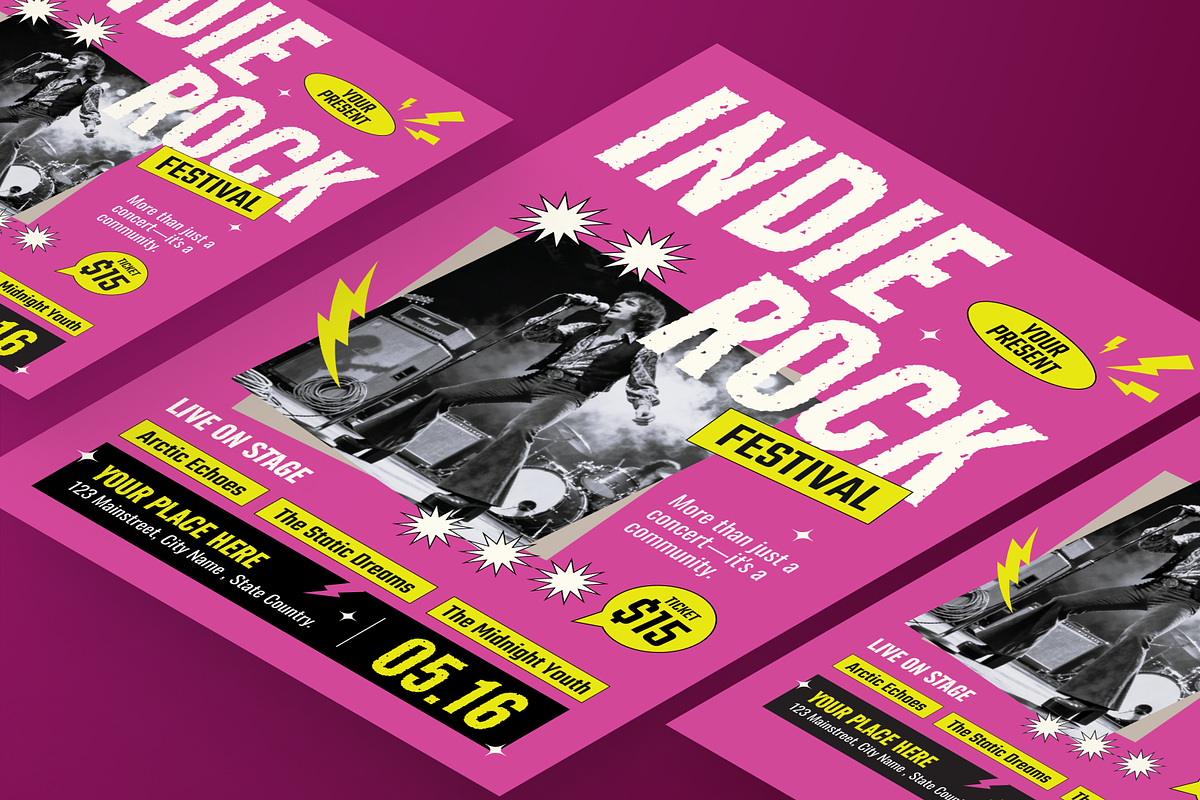 Indie Rock Festival Flyer Set, a Flyer Template by Annora Studio (Photo 5 of 6)