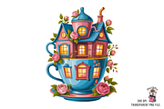 Teapot House PNG Clipart Bundle, a Graphic by Clipart Studio (Thumbnail 10 of 11)