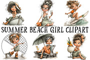 Summer Beach Girl Clipart, a Seasonal Illustration by OK Design (Thumbnail 2 of 6)