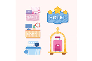 five hotel service icons, an Object Illustration by studiogstock
