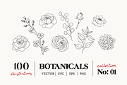 Botanical Line Art Logo Elements V1, a Texture Illustration by Kaya Fonts (Thumbnail 1 of 19)