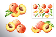 Honey Peaches. Original Watercolor, a Food Illustration by Daria Ustiugova (Thumbnail 2 of 21)