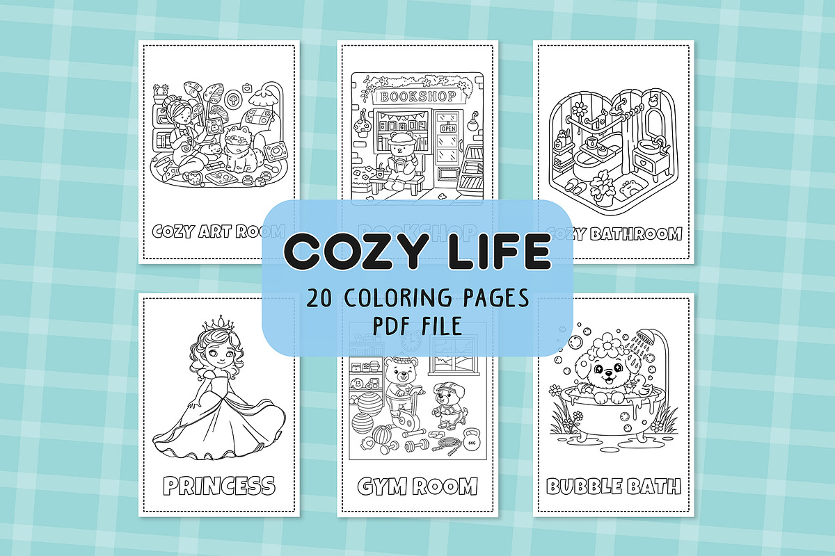 Cozy Life Coloring Pages Bundle, an Animal Illustration by DesignDevisers (Photo 1 of 10)