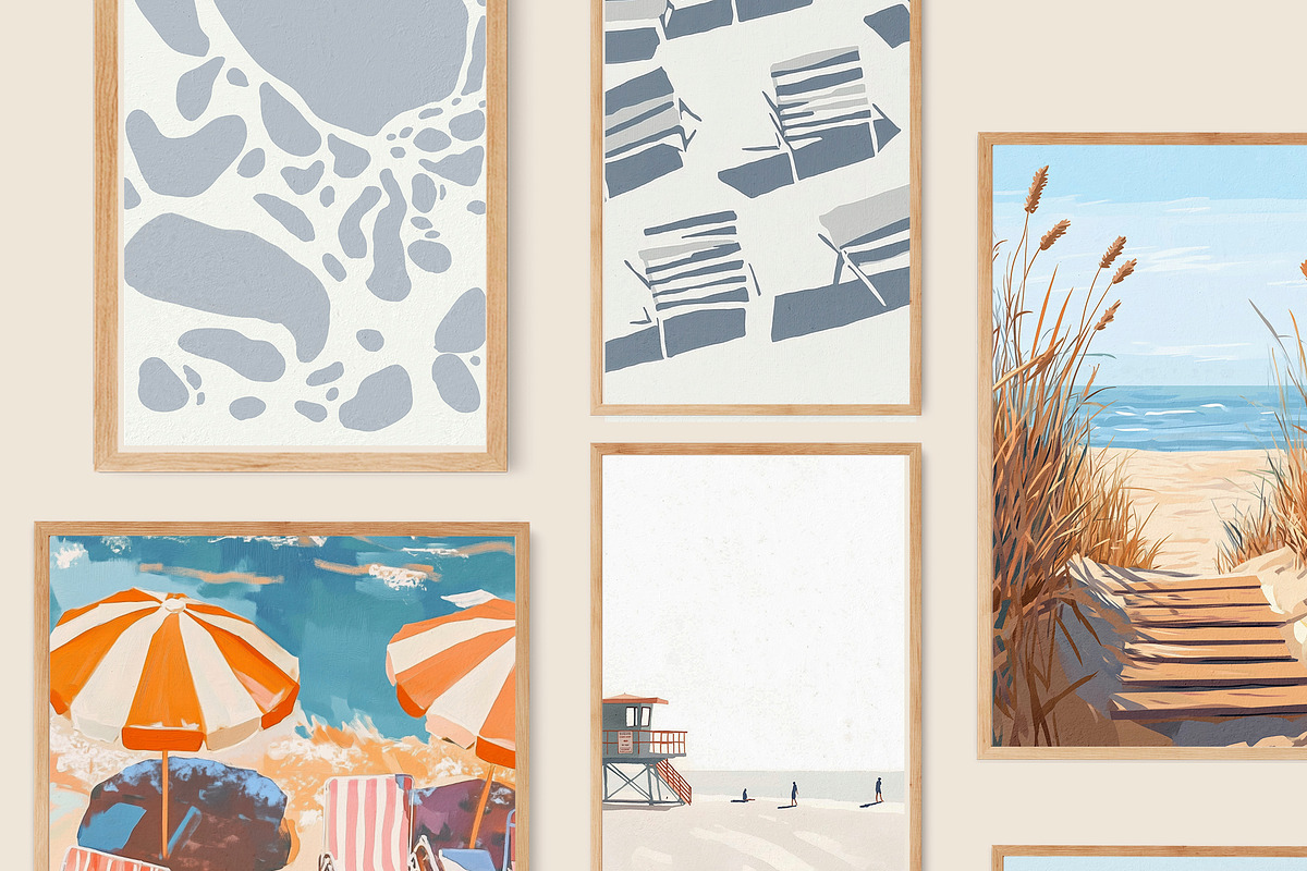 Coastal Wall Art Prints Bundle, a Background Graphic by Artemsky (Photo 3 of 15)